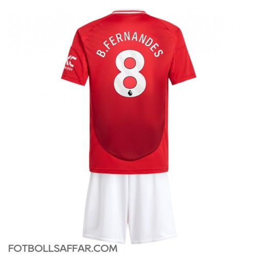 Manchester United Bruno Fernandes #8 Hemmadräkt Barn 2024-25 Kortärmad (+ Korta byxor)